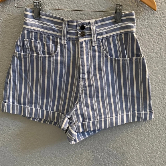 BDG Urban Outfitters Stripe Blue Denim Shorts - Picture 2 of 8